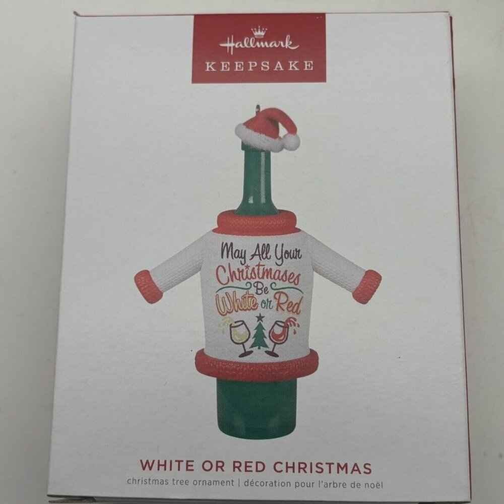 2022 Hallmark Keepsake White or Red Christmas Wine Bottle Ornament